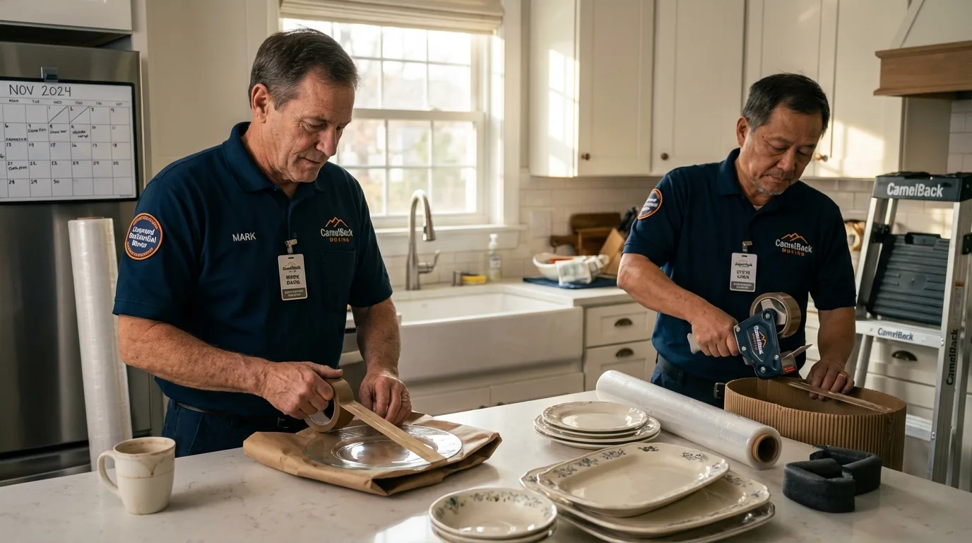 Professional crew packing kitchen dishware in Frenchtown, MT